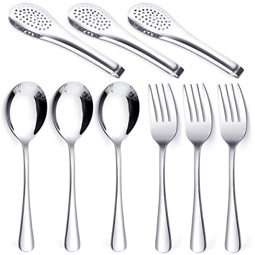 Product Cover Stainless Steel Metal Serving Utensils - Large Set of 9-10