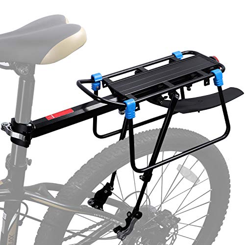 Product Cover ICOCOPRO Bike Cargo Rack with Fender, 176 LB Capacity Universal Bicycle Touring Carrier, Quick Release Adjustable Bicycle Luggage Carrier Rack with Rear Reflector