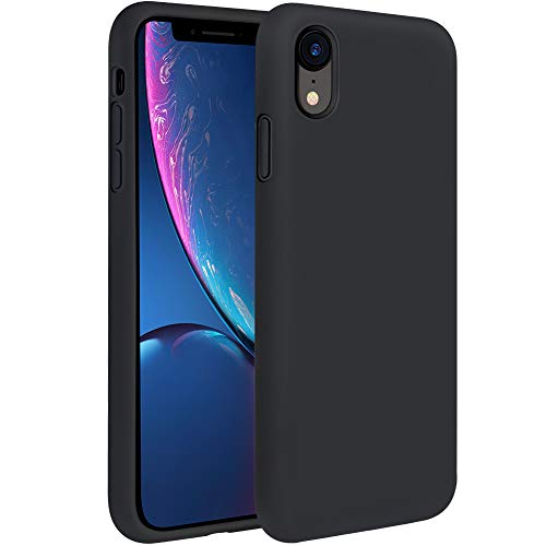 Product Cover Miracase Liquid Silicone Case Compatible with iPhone XR 6.1 inch (2018), Gel Rubber Full Body Protection Shockproof Cover Case Drop Protection Case (Black)