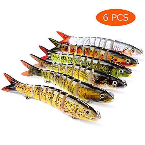 Product Cover Fishing Bass Lures Multi Jointed Topwater Life-Like Trout Swimbait Hard CrankBaits 6Pcs