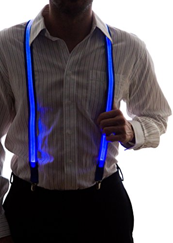 Product Cover 7 Color Selection Light Up Suspenders Neon Nightlife | LED Suit | Novelty Festival Clothing | Neon Party Accessories | 7 Color Selection LED Battery Pack