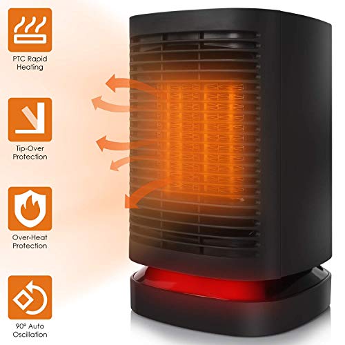 Product Cover NEXGADGET Personal Space Heater, Electric Fan Heater with Auto Oscillation,Smart Touch Control, ETL Listed, 950/800 Watt Quiet and Fast Heating for Office Desktop Table Home Dorm
