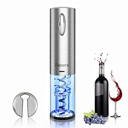Product Cover Zupora Electric Wine Opener, Rechargeable Cordless Automatic Corkscrew Wine Bottle Opener with Foil Cutter (Stainless Steel), Refined Silver