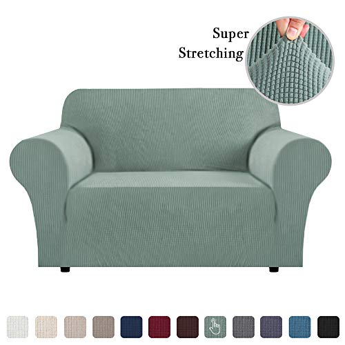 Product Cover Flamingo P One Piece Loveseat Slipcover Stylish Furniture Cover/Protector Stay in Place with Spandex Stretch Durable Fabric, Dark Cyan, Loveseat