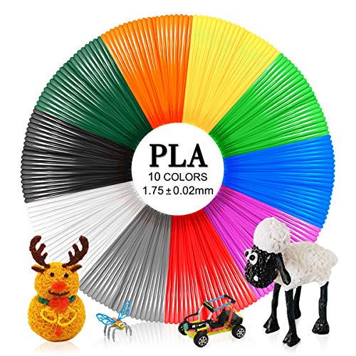 Product Cover 3D Pen Filament Refills, 1.75mm PLA Filament, 10 Different Colors, 16 Ft/5M Each, Fit All 3D Pen, Christmas Gifts for Kids
