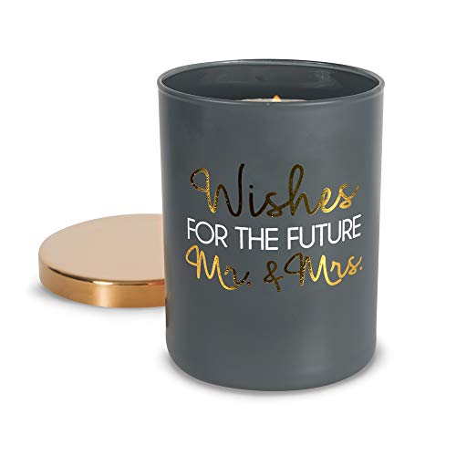 Product Cover Pavilion Gift Company Wishes for The Future Mr & Mrs-7 oz Lead Free Wick in Glass Jar 7oz 100% Soy Wax Candle Scent: Citron de Vigne, Grey