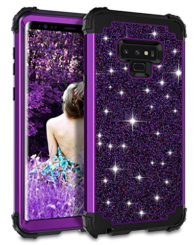 Product Cover Casetego Compatible Galaxy Note 9 Case,Glitter Sparkle Bling Three Layer Heavy Duty Hybrid Sturdy Armor Shockproof Protective Cover Case for Samsung Galaxy Note 9(2018),Shiny Purple