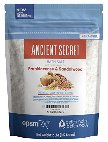 Product Cover Ancient Secret Bath Salt 32 Ounces Epsom Salt with Frankincense, Sandalwood, Peppermint, Eucalyptus, Cedarwood and Cypress Essential Oils Plus Vitamin C and All Natural Ingredients BPA Free Pouch