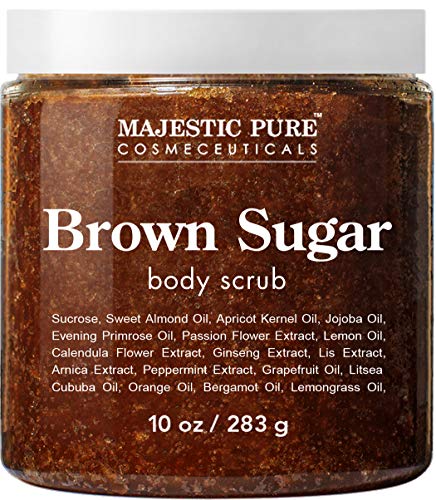 Product Cover Brown Sugar Body Scrub for Cellulite and Exfoliation - Natural Body Scrub - Reduces The Appearances of Cellulite, Stretch Marks, Acne, and Varicose Veins, 10 Ounces