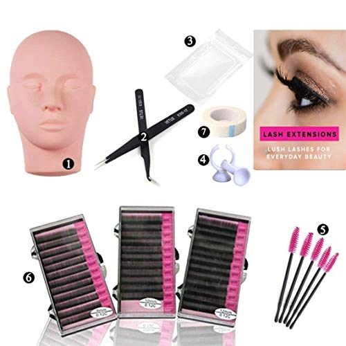 Product Cover Training Mannequin Head False Eyelashes Extensions Practice Kit Set for Makeup Training and Eyelash Graft(No Contain Glue)