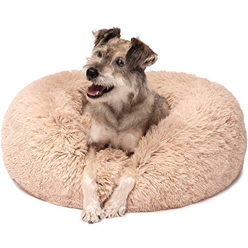 Product Cover Friends Forever Calming Bed for Dogs, Donut Dog Bed for Pet Comfy, Marshmallow Cat Beds - Tan 30 X 30 Inch
