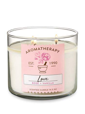Product Cover Bath & Body Works 3-Wick Aromatherapy Candle in LOVE - ROSE & VANILLA