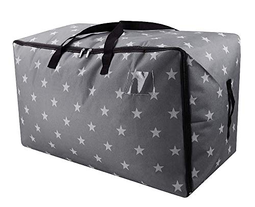 Product Cover iwill CREATE PRO Extra Large Halloween Ornament Storage Bag, Xmas Storage Containers, Large Traveling Storage Duffle Bags, Gray Stars