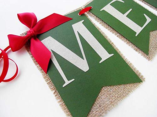 Product Cover Merry Christmas Banner Holiday Burlap Banner Mantle Decor Handmade