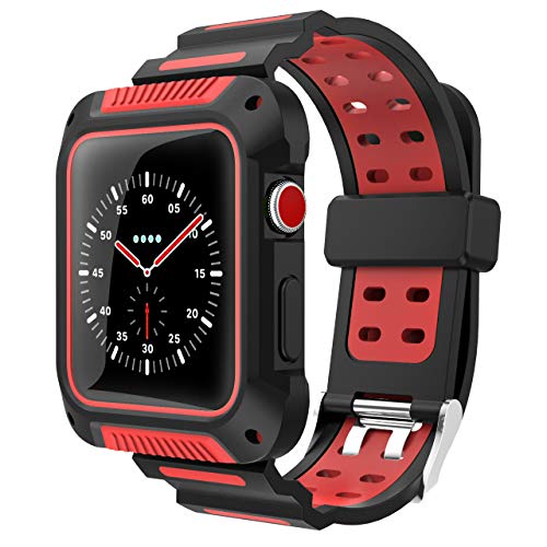 Product Cover VORI Compatible with Apple Watch Band 42mm Case, Shock-Proof and Shatter-Resistant Silicone Sport Band for iwatch Band Protective Case Compatible with Apple Watch Series 3/2/1 Edition 42mm Red