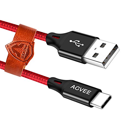 Product Cover Agvee 3A Fast USB-C Charger Cable [4 Pack 3ft] Seamless USBC Tip, Braided Type-C Charging Cord for Samsung Galaxy S10 S9 S8 Note 9 8, A10e A20 A20e, LG Stylo 4 5, G7 G8 V20, Red