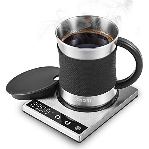 Product Cover Cosori Coffee Mug Warmer & Mug Set Premium 24Watt Stainless Steel, Best Gift Idea, Office/Home Use Electric Cup BeveragePlate,Water,Cocoa,Milk