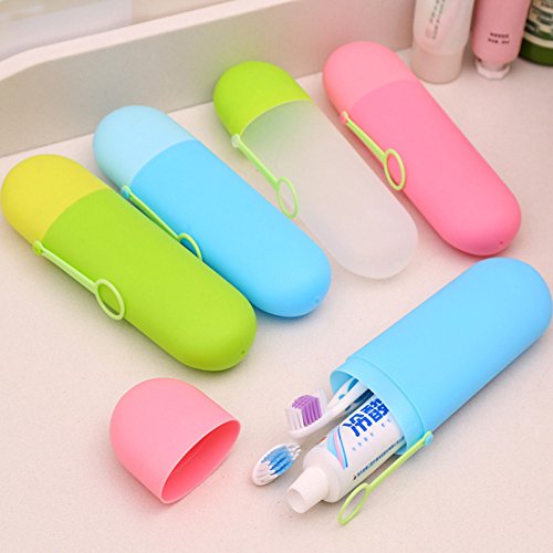 Product Cover Glive's Plastic Travel Toothbrush and Toothpaste Holder Cover Case (Oval, 2)