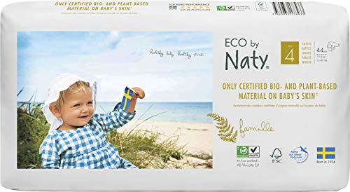 Product Cover Eco by Naty, Size 4, 88 Diapers, 7-18kg, Plant based premium ecological diaper with 0% oil plastic on skin.