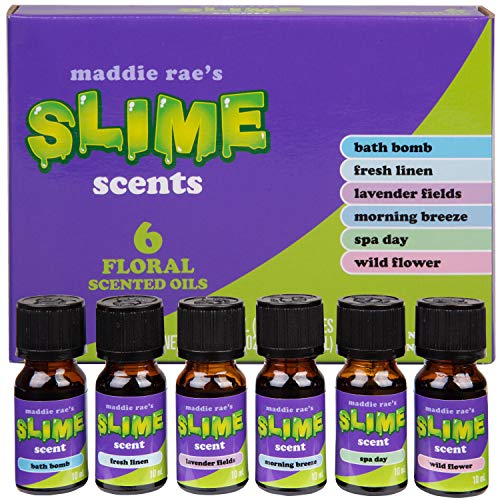 Product Cover Maddie Rae's Slime Scented Oils (6 Pack) - 10ml Fragrance Oil Bottles for Slime Supplies Kit & Crafts - Natural Scents Include Bath Bomb, Fresh Linen, Lavender, Morning Breeze, Spa Day, Wild Flower