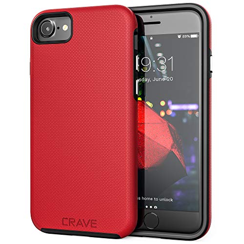 Product Cover Crave iPhone 8 Case, iPhone 7 Case, Dual Guard Protection Series Case for Apple iPhone 8/7 (4.7 Inch) - Red