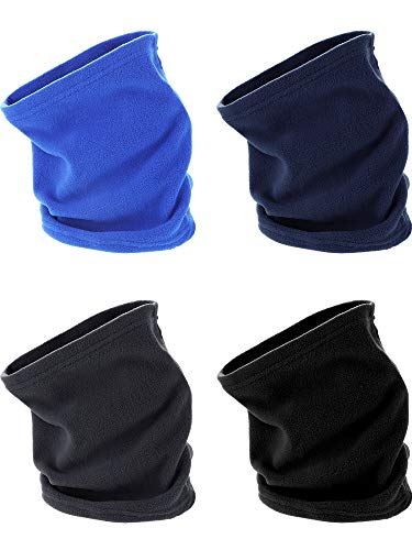 Product Cover 4 Pieces Fleece Neck Warmer Winter Scarf Multifunctional Headgear for Windproof Dust Skiing Hiking Cycling (Style 1)