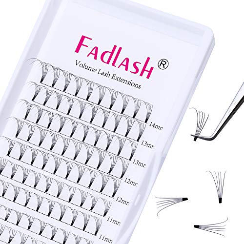 Product Cover Premade Volume Eyelash Extensions 3D/5D Lash Extensions 8~20mm C/D Curl Cluster Individual Volume Lashes by FADLASH (5D-0.10-D, 8~14mm mixed tray)