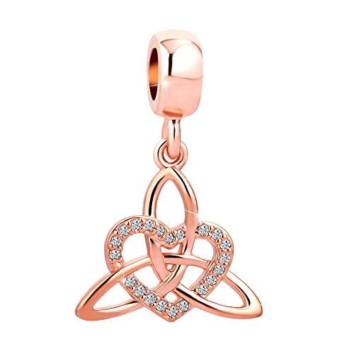 Product Cover SexyMandala Lucky Irish Trinity Celtic Knot Lover Heart Shaped Pendant Charms Rose Gold fit Bracelets