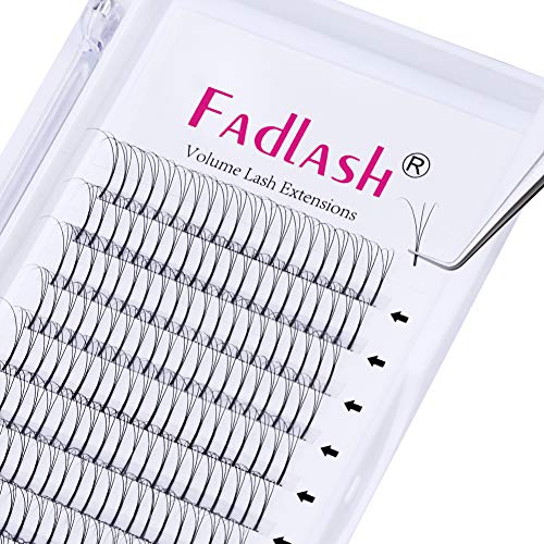 Product Cover Volume Lash Extensions 3D 5D Premade Fans Eyelash Extensions Long Stem C/D Curl Premade Volume Lashes 0.10mm 8~20mm by FADLASH (3D-0.10-D, 8~14mm mixed tray)
