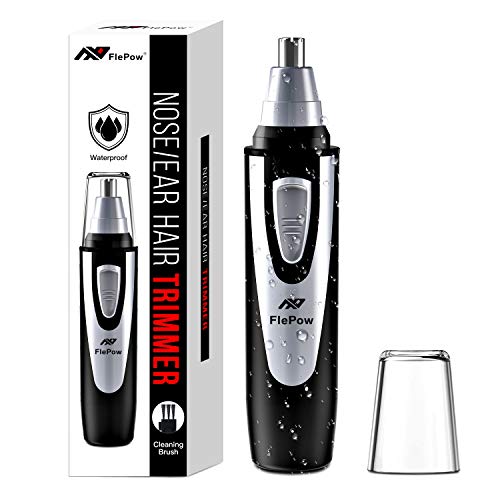 Product Cover Ear and Nose Hair Trimmer Clipper - 2019 Professional Painless Eyebrow and Facial Hair Trimmer for Men and Women, Battery-Operated, IPX7 Waterproof Dual Edge Blades for Easy Cleansing(Black)