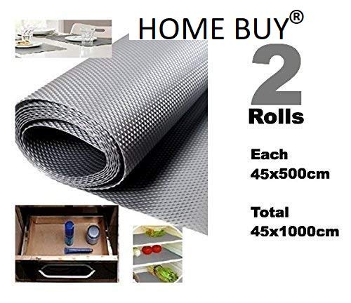 Product Cover Home Buy Multipurpose Textured Strong Anti-Slip Eva PVC Mat Liner, 45x1000 Cm, Grey -Set of 2