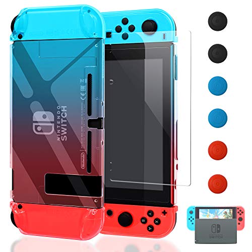 Product Cover Dockable Case Compatible with Nintendo Switch,FYOUNG Protective Accessories Cover Case Compatible with Nintendo Switch and Nintendo Switch Joy-Con with a Tempered Glass Screen Protector - Blue and Red