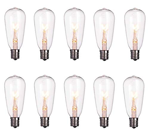 Product Cover 10 Pack Edison Replacement Light Bulbs,7watt E17 Screw Base ST40 Replacement Clear Glass Light Bulbs for Outdoor Patio ST40 String Lights, Warm White Light