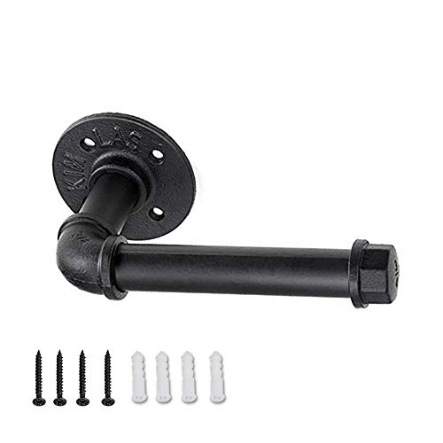 Product Cover Sunmall Toilet Paper Holder,Heavy Duty Industrial Iron Pipe Roll Tissue Holder Towel Racks with Hardware for Bathroom, Bedroom, Kitchen ,Modern Electroplated Finish Black