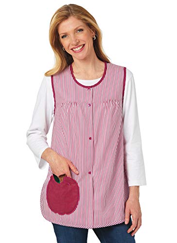 Product Cover Carol Wright Gifts Cobbler Apron for Women with Pockets Snap Front | Craft Apron for Adults with Pockets | Cobbler Smock Apron, Color Apple, Size Extra Large (2X), Apple, Size Extra Large (2X)