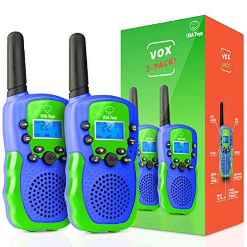 Product Cover USA Toyz Vox Box Walkie Talkies for Kids - Voice Activated Walkie Talkies for Boys and Girls, with Over 2 Mile Range (Blue and Green)