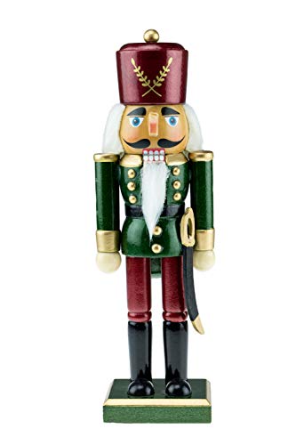 Product Cover Clever Creations Wooden Green and Maroon Traditional Soldier Nutcracker | Festive Green and Maroon Soldier Military Outfit | Festive Christmas Decor | Stands 10.25