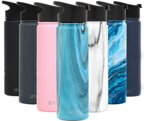 Product Cover Simple Modern 22 Ounce Summit Water Bottle - Stainless Steel Tumbler Metal Flask +2 Lids - Wide Mouth Double Wall Vacuum Insulated Leakproof Pattern: Ocean Quartz