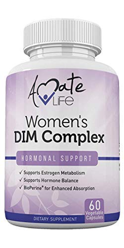 Product Cover Women's DIM Complex 150mg - Bioperine Estrogen Balancing Pills for Menopause & Hot Flashes Relief Support Hormonal Acne Treatment Powerful Supplement - 60 Capsules - Made in USA by Amate Life