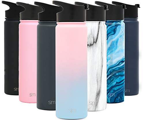 Product Cover Simple Modern 22 Ounce Summit Water Bottle - Stainless Steel Tumbler Metal Flask +2 Lids - Wide Mouth Double Wall Vacuum Insulated Leakproof Ombre: Sweet Taffy
