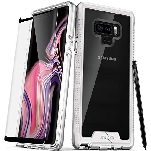 Product Cover Zizo ION Series Compatible with Samsung Galaxy Note 9 Case Military Grade Drop Tested with Tempered Glass Screen Protector Silver Clear