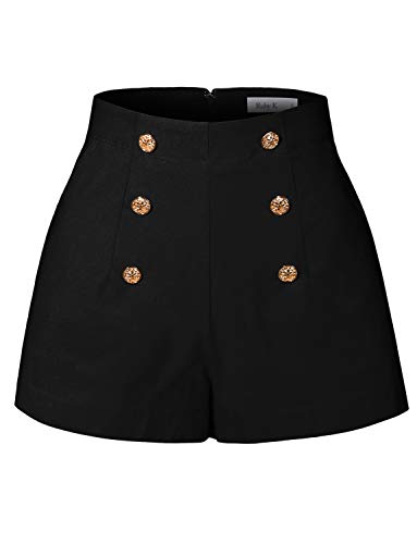 Product Cover RK RUBY KARAT Womens High Waisted Front Button Retro Vintage Pin up Sailor Shorts Pockets