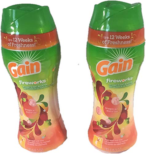 Product Cover Gain Fireworks In-Wash Scent Booster - Tropical Sunrise - Net Wt. 6.5 OZ (185 g) Per Bottle - Pack of 2 Bottles