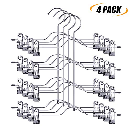 Product Cover IEOKE Pants Hangers, Trousers Skirt Hangers with Clips, 4 Tier Metal Hangers for Heavy Duty Ultra Thin Space Saving - 4 Pack