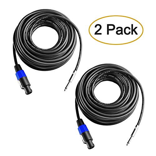 Product Cover Yoico 2Pcs 50 Feet Professional Speakon to 1/4 Speaker Cable, Pair 50 ft 12 Gauge Speakon to 1/4 Male TRS Inch Audio Amplifier Connection Heavy Duty Cord Wire with Twist Lock (50Feet-2Pack)