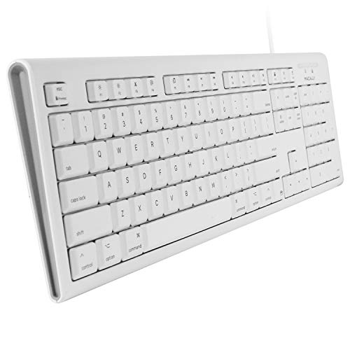 Product Cover Macally Full-Size USB Wired Keyboard for Mac Mini/Pro, iMac Desktop Computer, MacBook Pro/Air Desktop w/ 16 Compatible Apple Shortcuts, Extended with Number Keypad, Rubber Domed Keycaps - Spill Proof