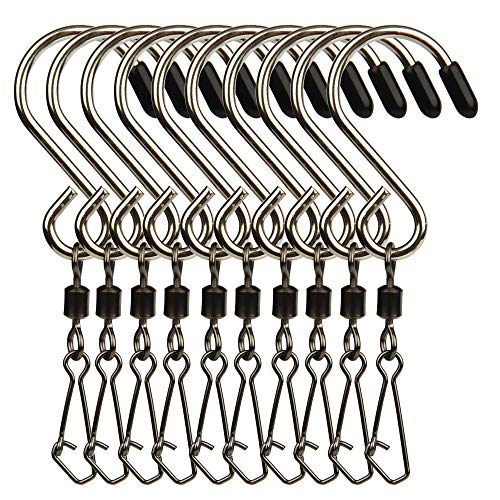 Product Cover 10pcs Swivel S Hooks Clips Hanging Wind Spinners for Chimes Crystal Twisters，Spinning Windsocks and Any Kites, Flower Pots, Plants, Bird Feeders, Solar Lights, Flags，Party Supply (Shook)