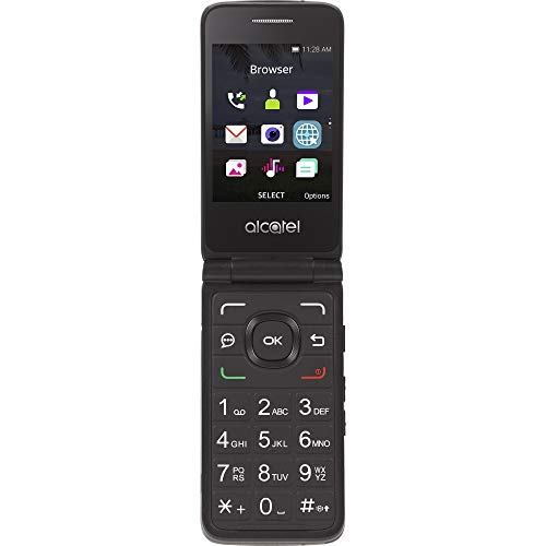 Product Cover Simple Mobile Carrier-Locked Alcatel MyFlip 4G Prepaid Flip Phone- Black - 4GB - Sim Card Included - GSM