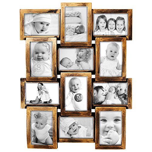 Product Cover DL Furniture - 12 Opening Decorative Wall Hanging Collage Puzzle Picture Photo Frame, 4 x 6 inches | Bronze