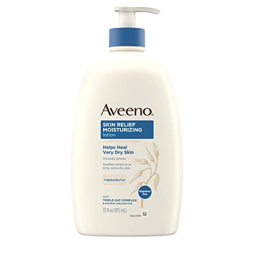 Product Cover Aveeno Skin Relief 24-Hour Moisturizing Lotion for Sensitive Skin with Natural Shea Butter & Triple Oat Complex, Unscented Therapeutic Lotion for Extra Dry, Itchy Skin, 33 fl. oz